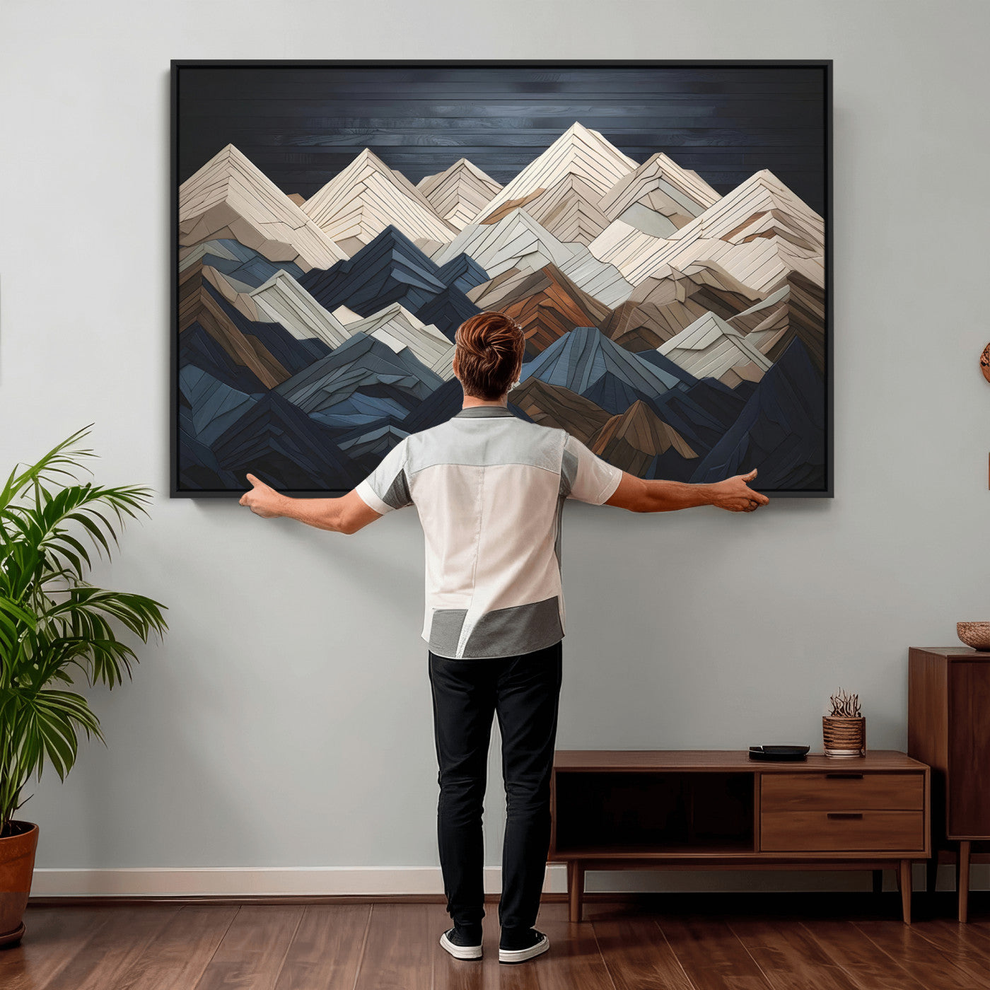 Wood Mountain Wall Art | Mountain Canvas Print Wood Decor |
