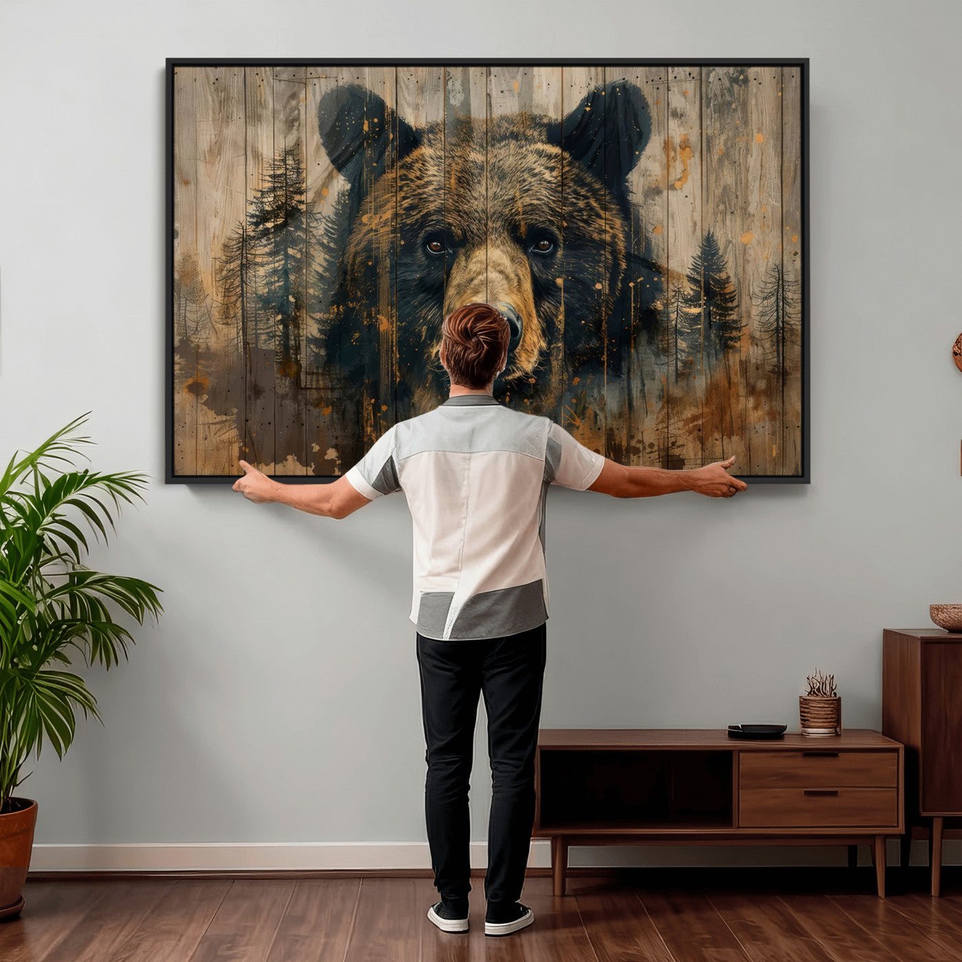 Abstract 399 Bear Wall Art | Rustic Cabin Wall Decor with