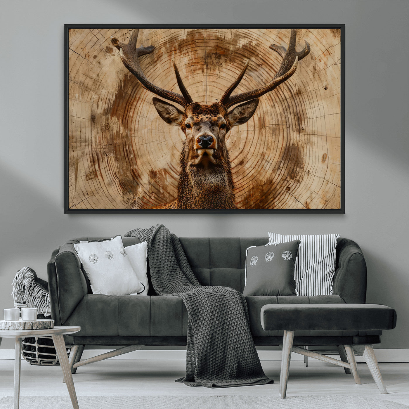 Wood Abstract Deer Wall Art | Rustic Wildlife Canvas Print |