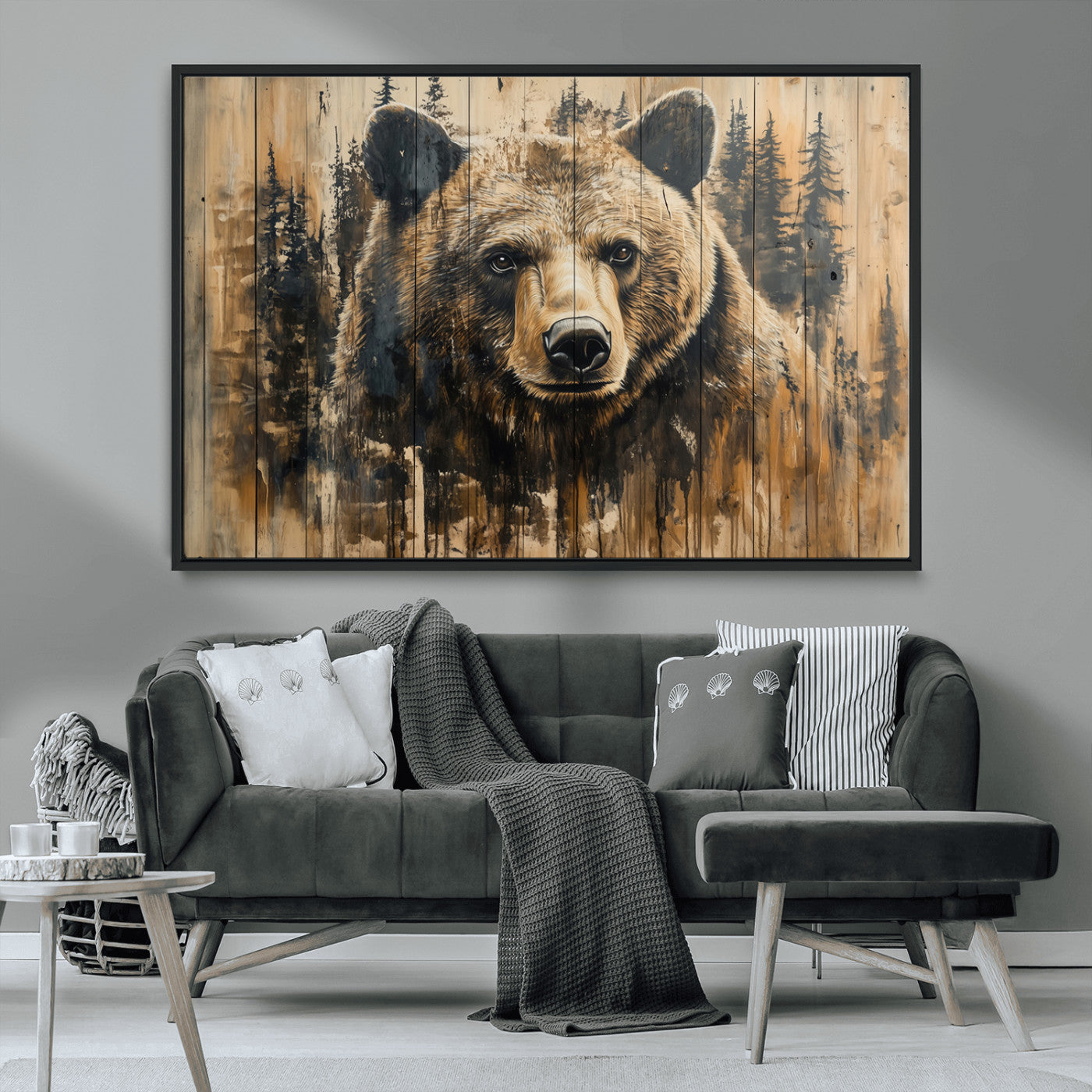 Majestic Grizzly 399 Bear Wall Art | 3-Panel Rustic Canvas
