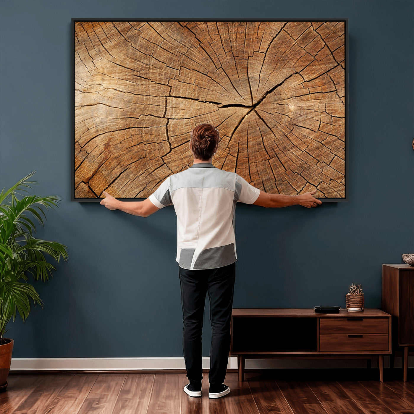 Tree Ring Canvas Art, Rustic Wood Grain Wall Art, Tree Slice