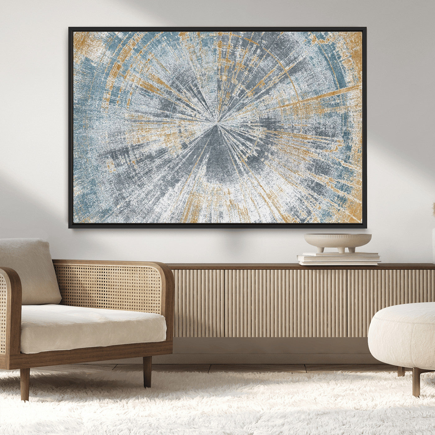 Radiant Abstract Wood Rings Canvas Art – Modern Triptych