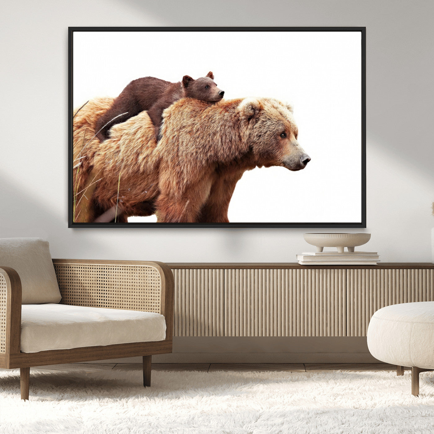 Mother and Baby Bear Canvas Wall Art - Adorable Wildlife