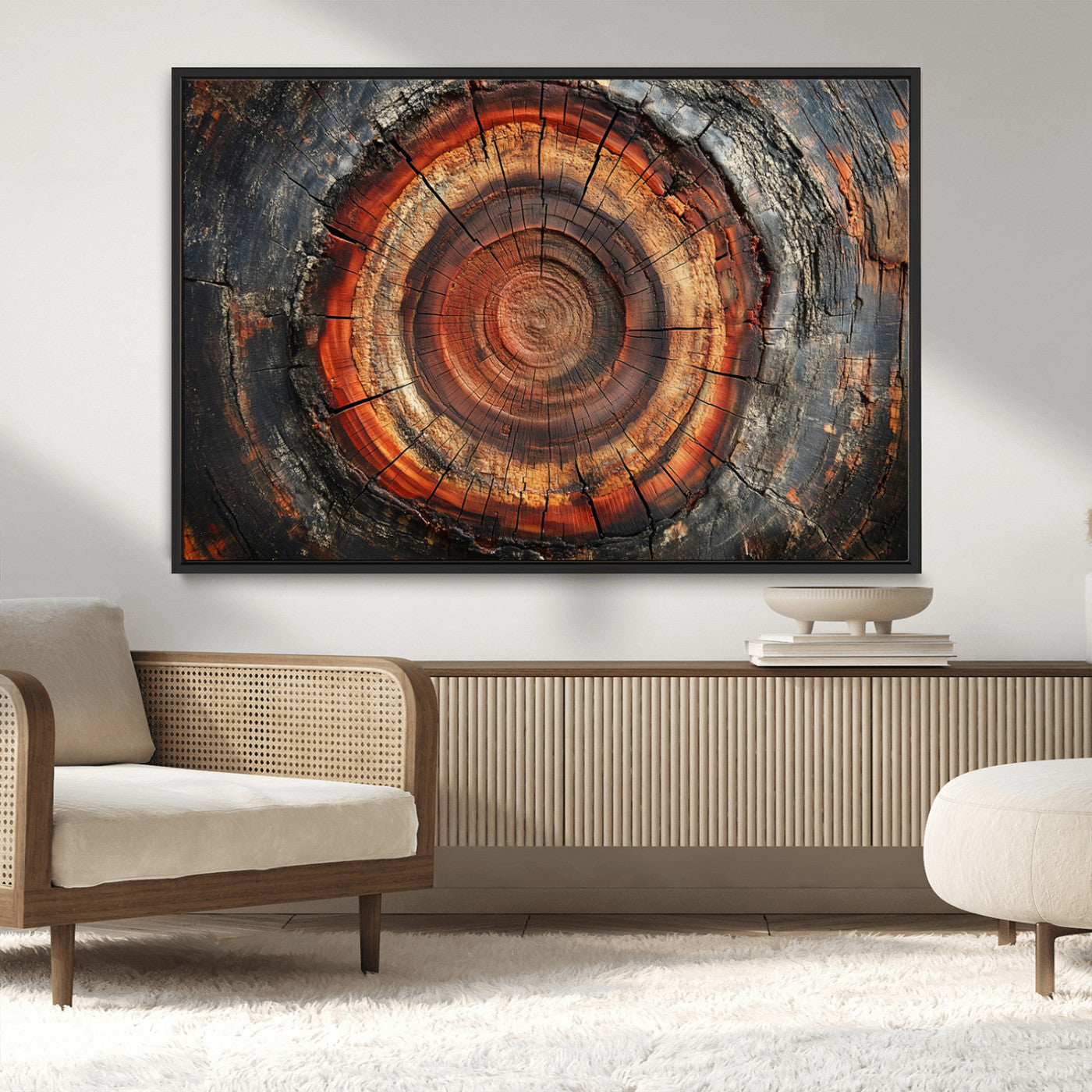 Wood Grain Canvas Wall Art - Framed Abstract Tree Ring