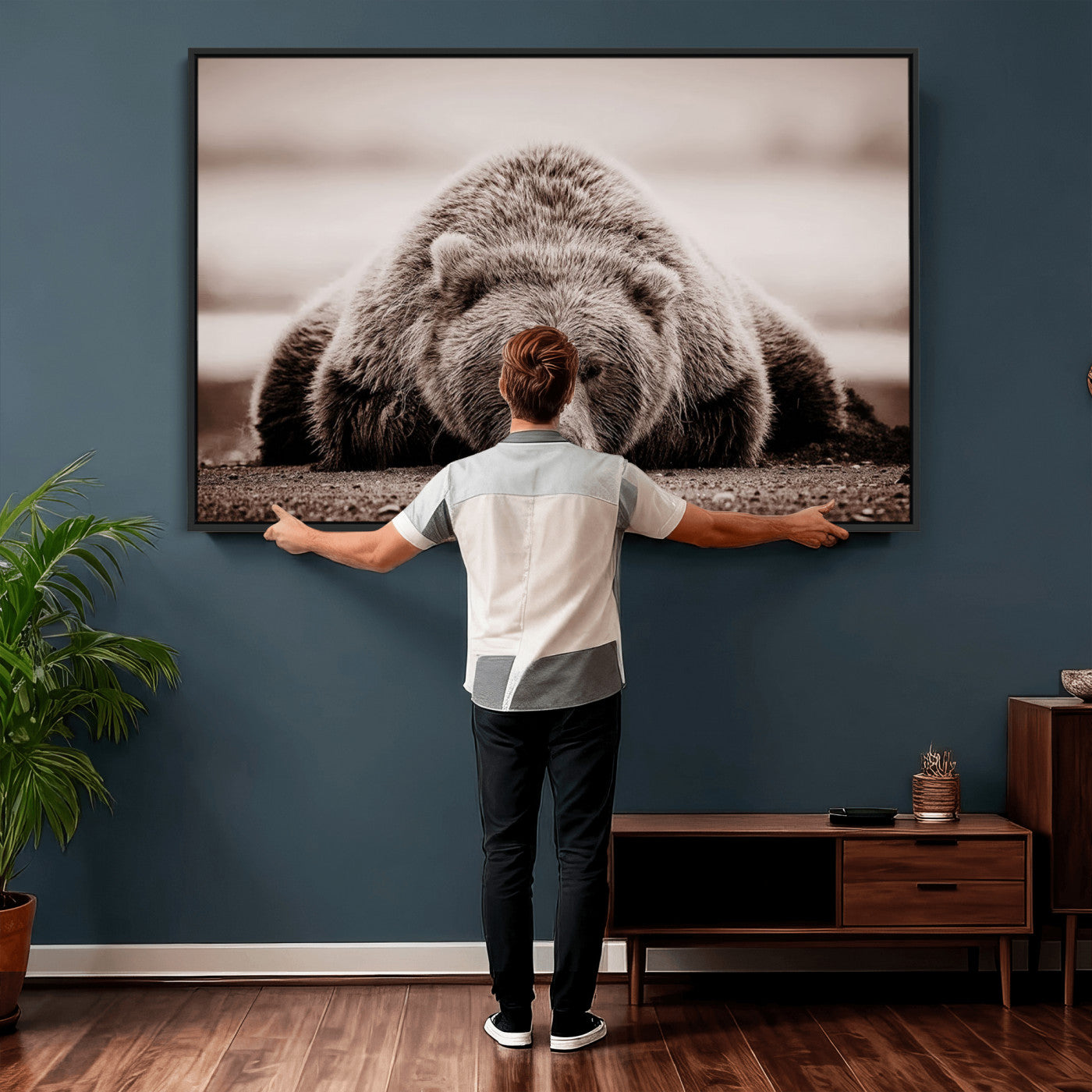 Grizzly Bear Wall Art Print - Bear Canvas Wall Art - Rustic