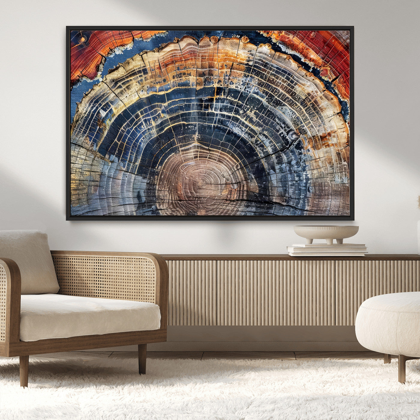 Tree Rings Wall Art Canvas Print – Framed Petrified Wood