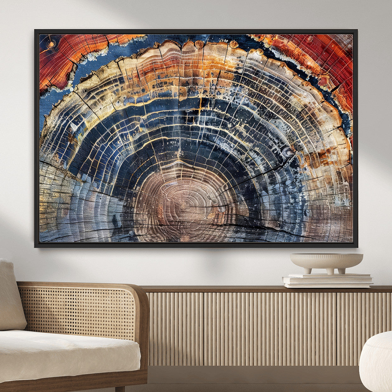 Tree Rings Wall Art Canvas Print – Framed Wood Art Picture