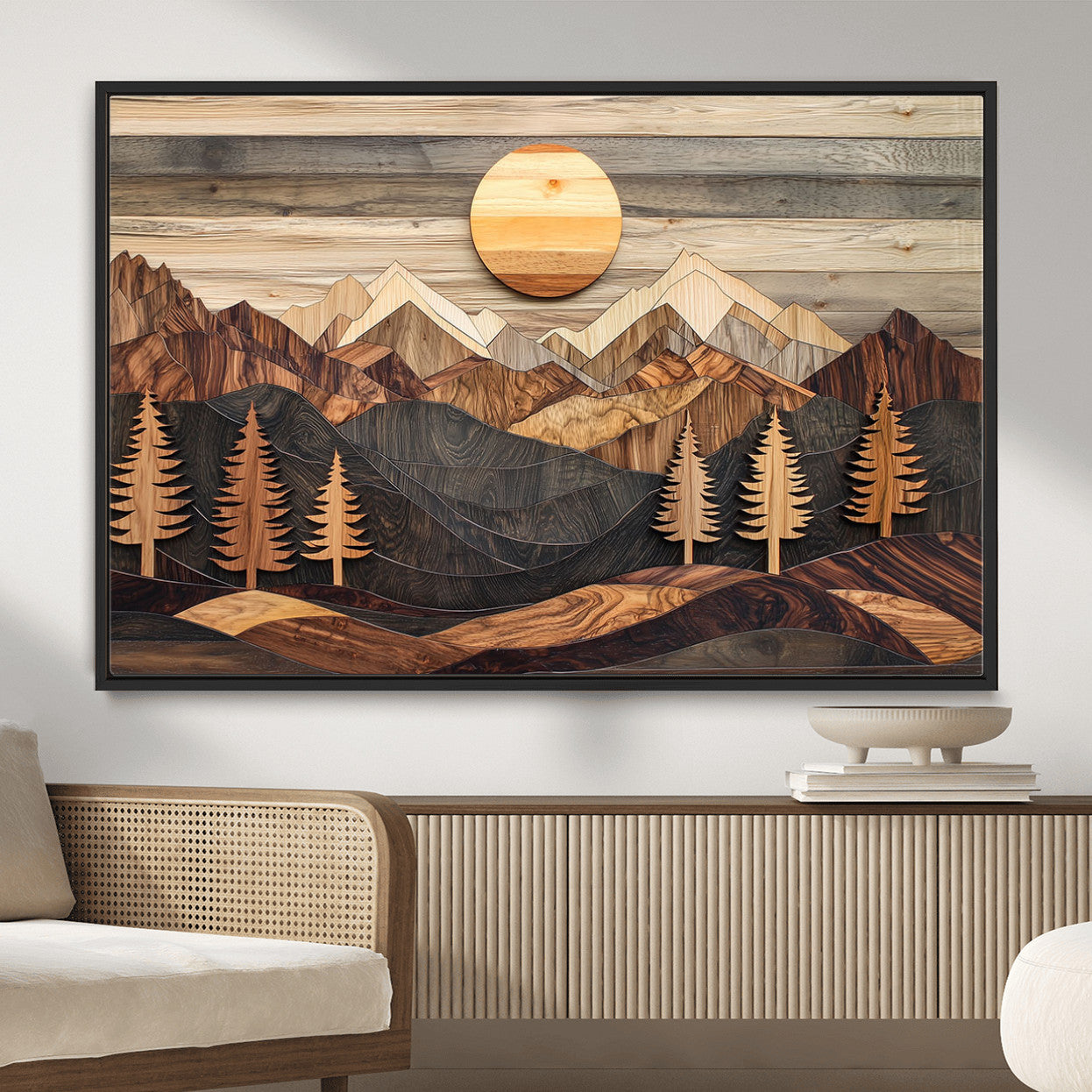 Wood Mountain Wall Art Canvas Print – Layered Forest and