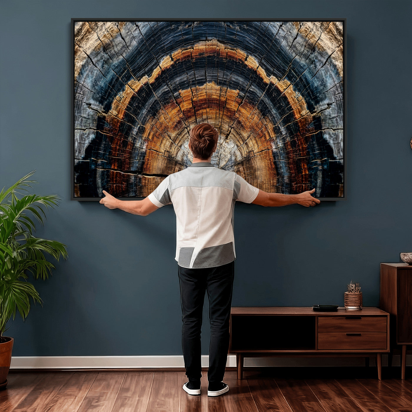 Abstract Wood Grain Canvas Print, Tree Ring Pattern Wall