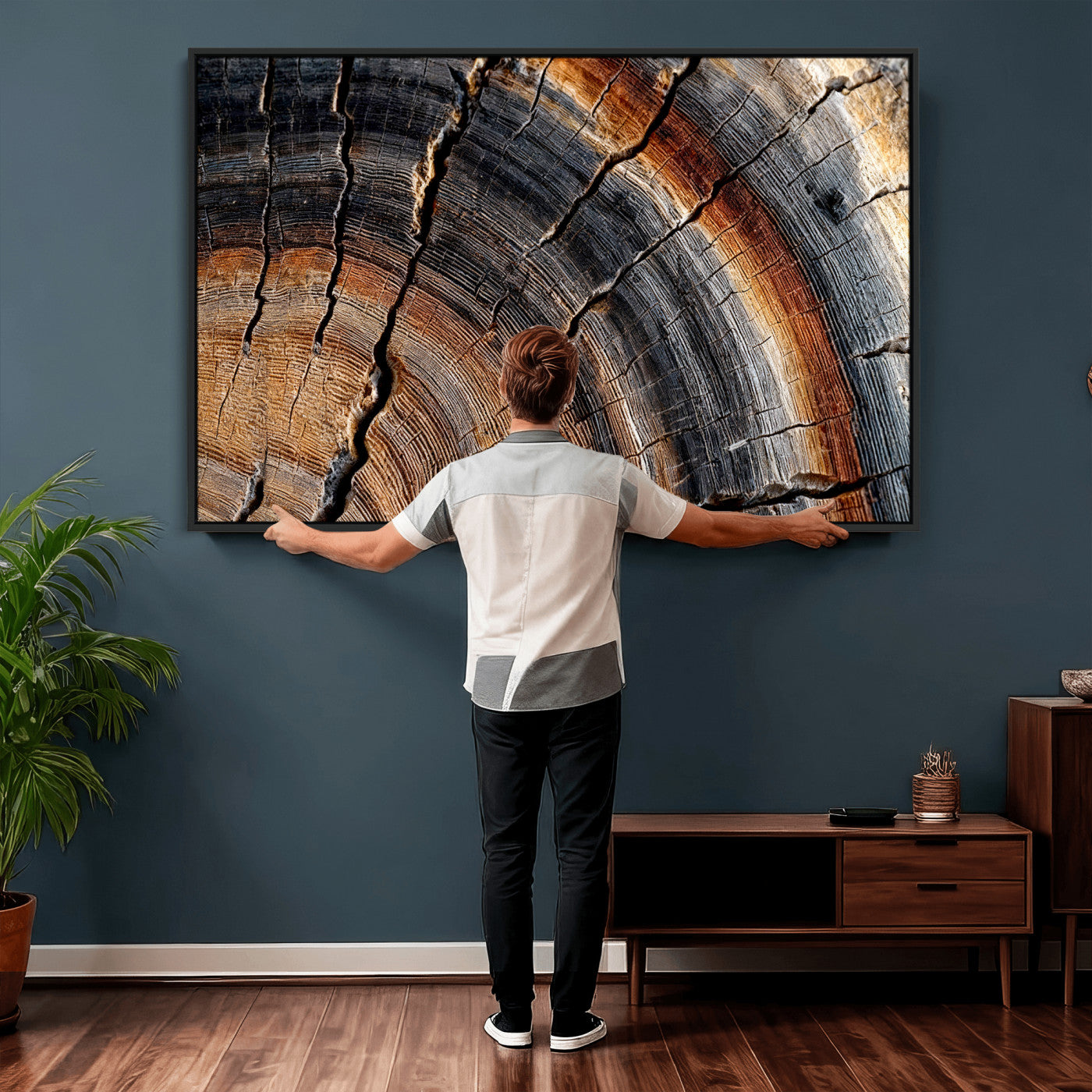 Abstract Tree Ring Wall Art Print – Natural Rustic Wood