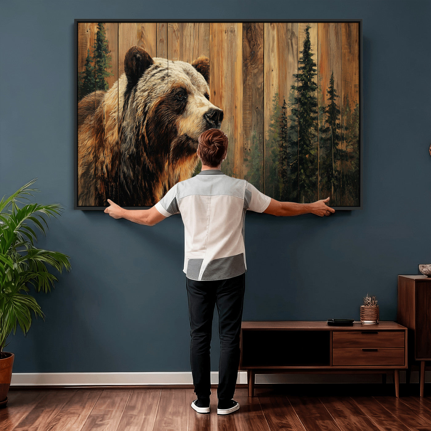 Grizzly Bear Wall Art Canvas Print, Rustic Wildlife Bear