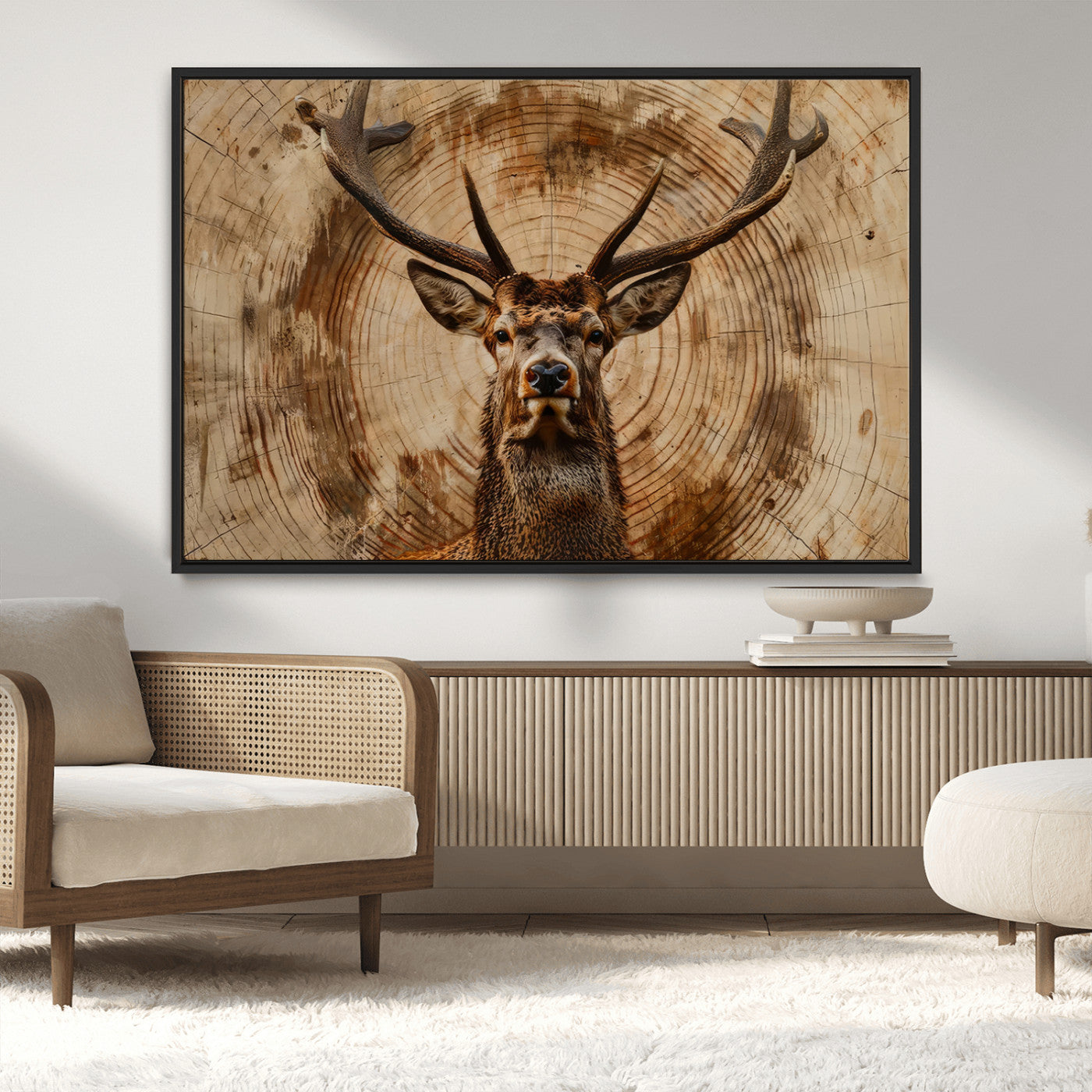 Wood Abstract Deer Wall Art | Rustic Wildlife Canvas Print |