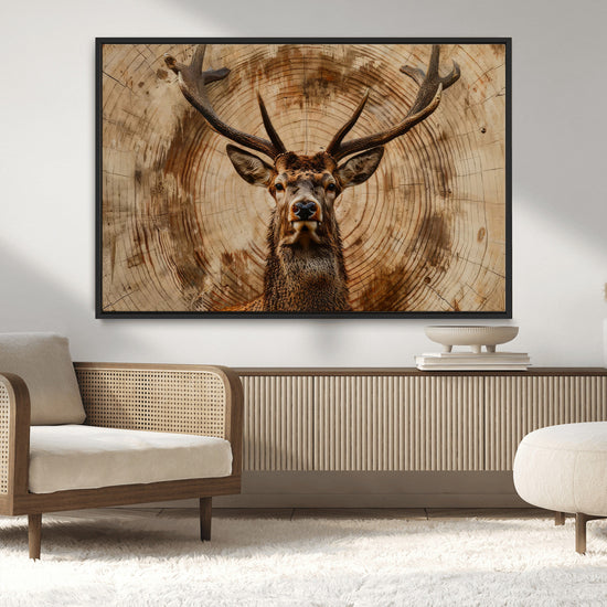 Wood Abstract Deer Wall Art | Rustic Wildlife Canvas Print |
