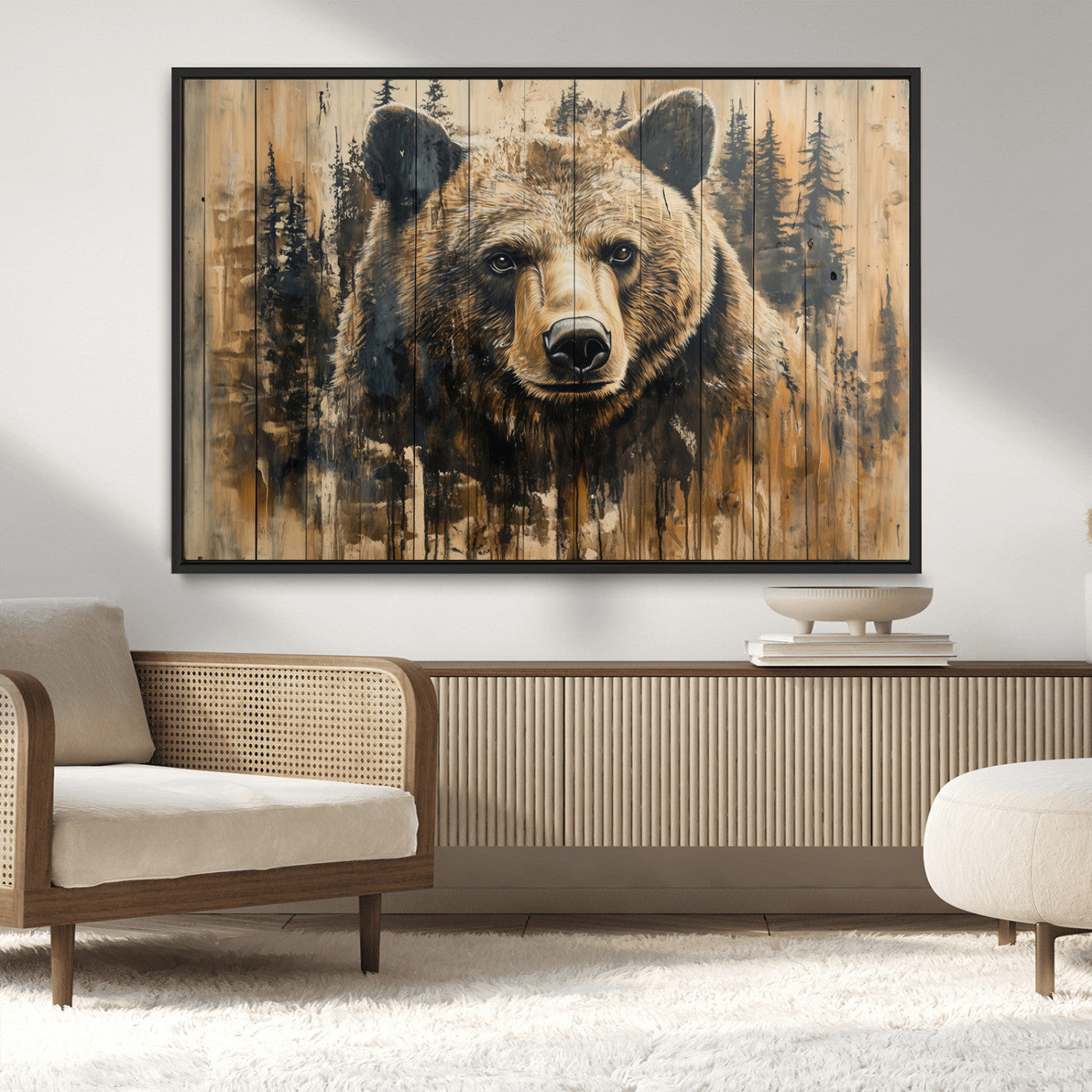 Majestic Grizzly 399 Bear Wall Art | 3-Panel Rustic Canvas