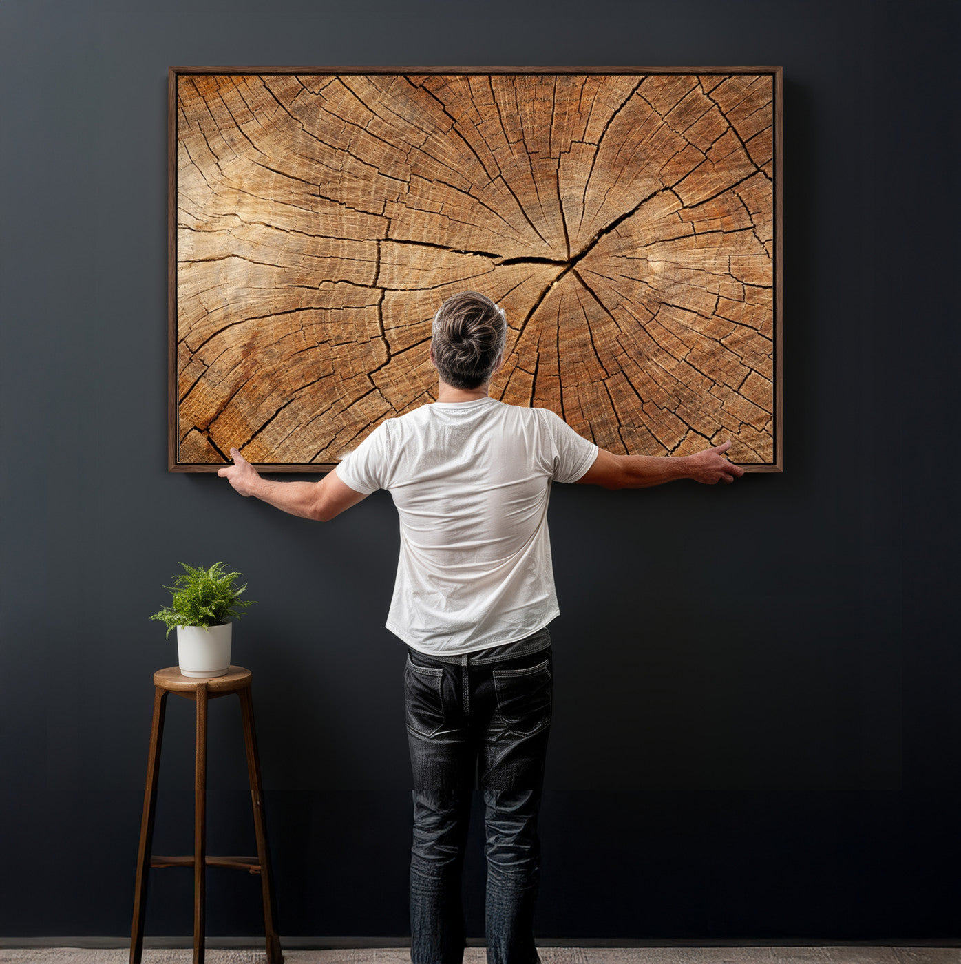 Tree Ring Canvas Art, Rustic Wood Grain Wall Art, Tree Slice