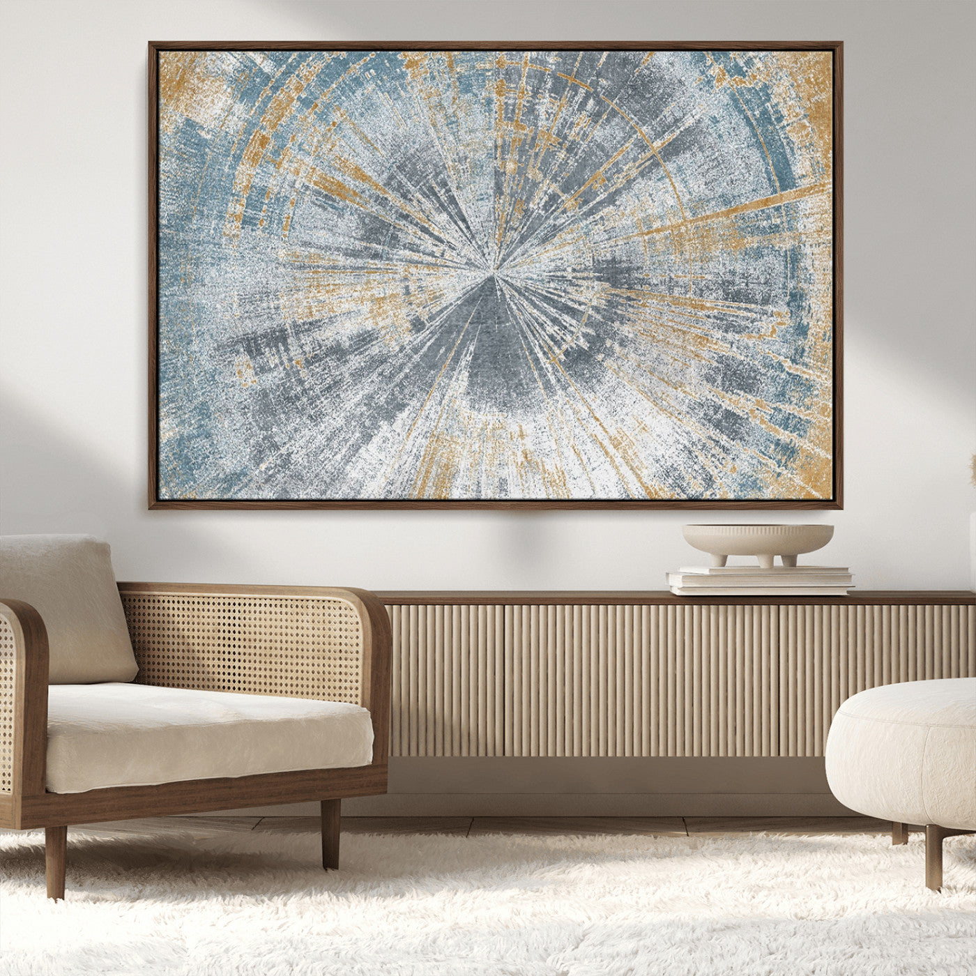 Radiant Abstract Wood Rings Canvas Art – Modern Triptych