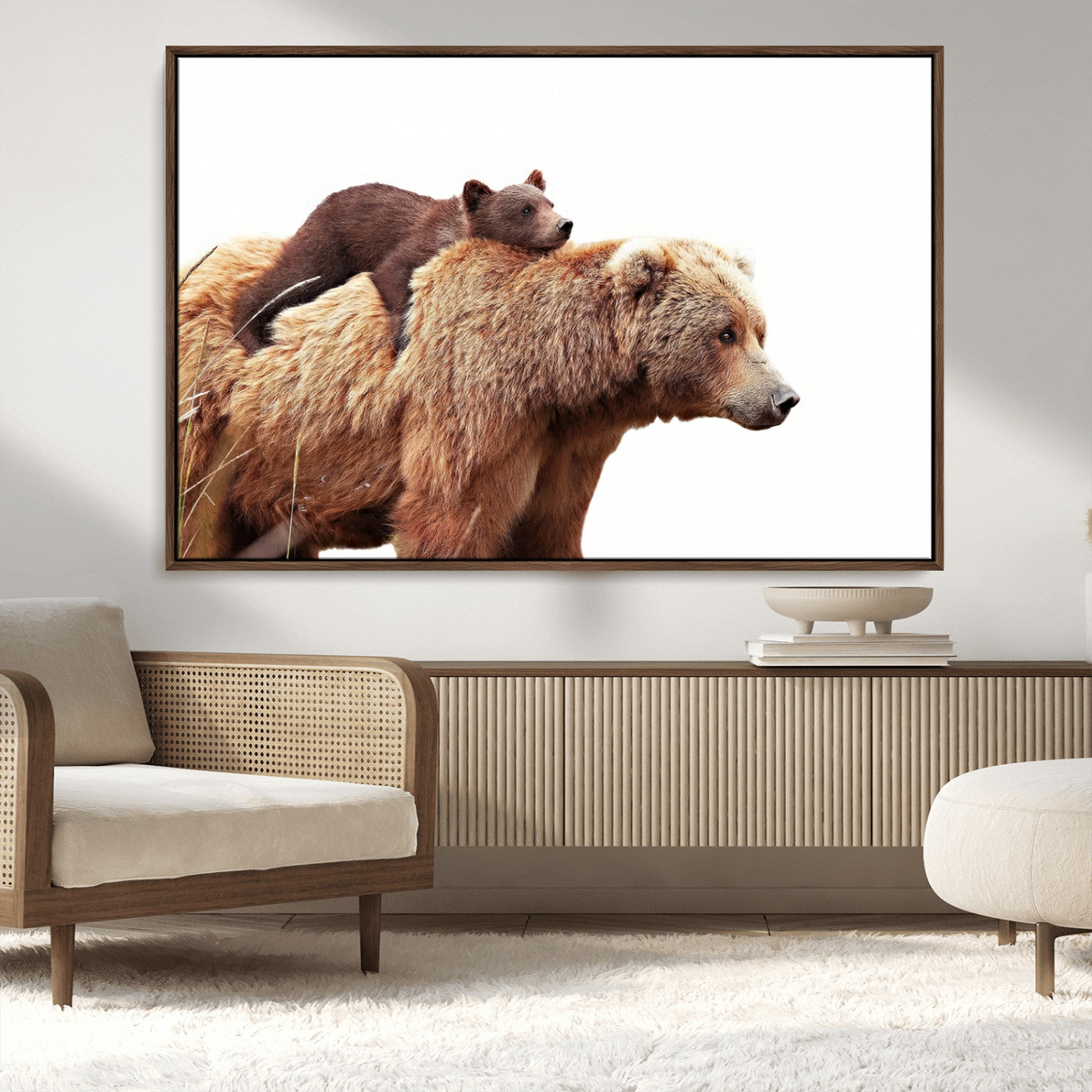 Mother and Baby Bear Canvas Wall Art - Adorable Wildlife