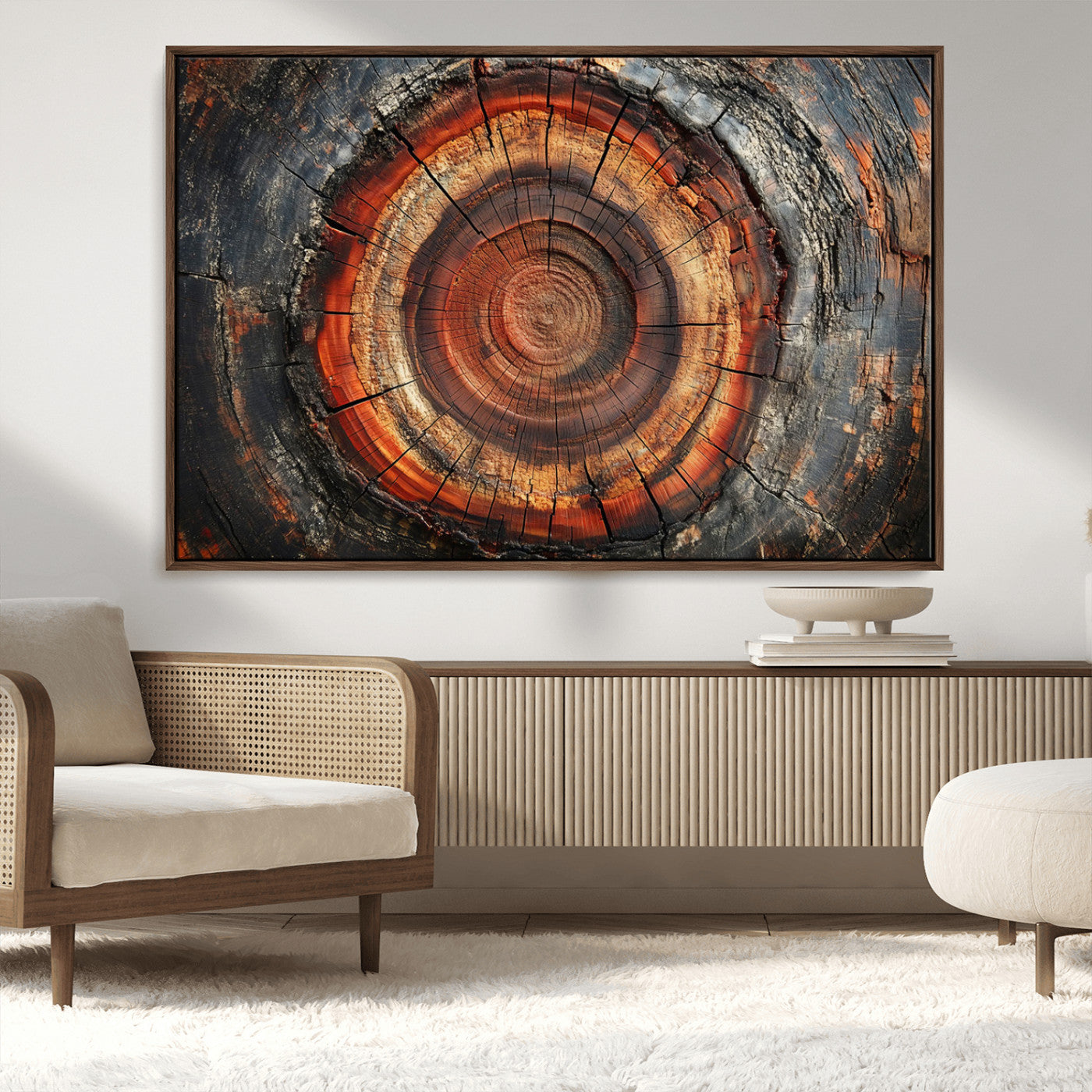 Wood Grain Canvas Wall Art - Framed Abstract Tree Ring
