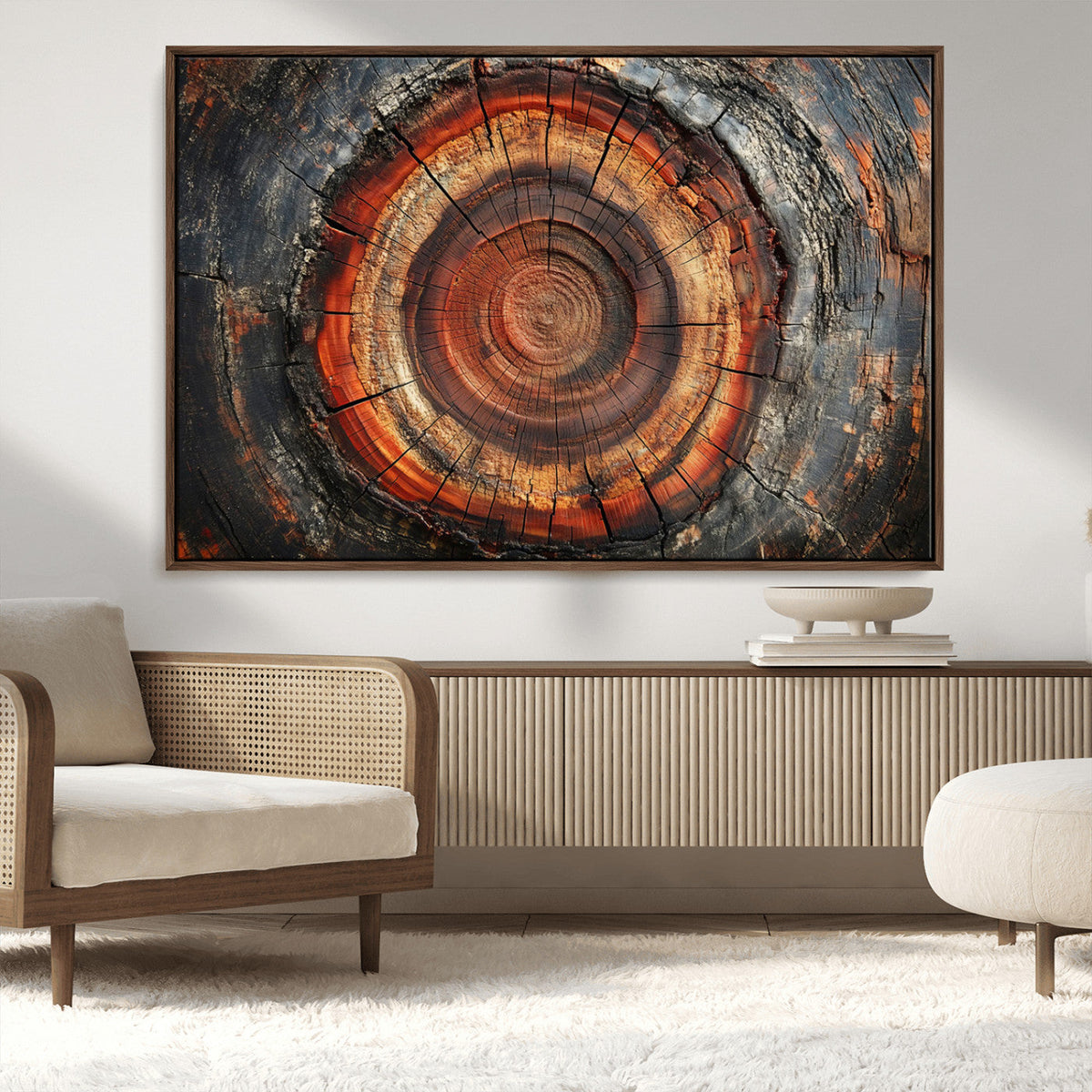 Wood Grain Canvas Wall Art - Framed Abstract Tree Ring
