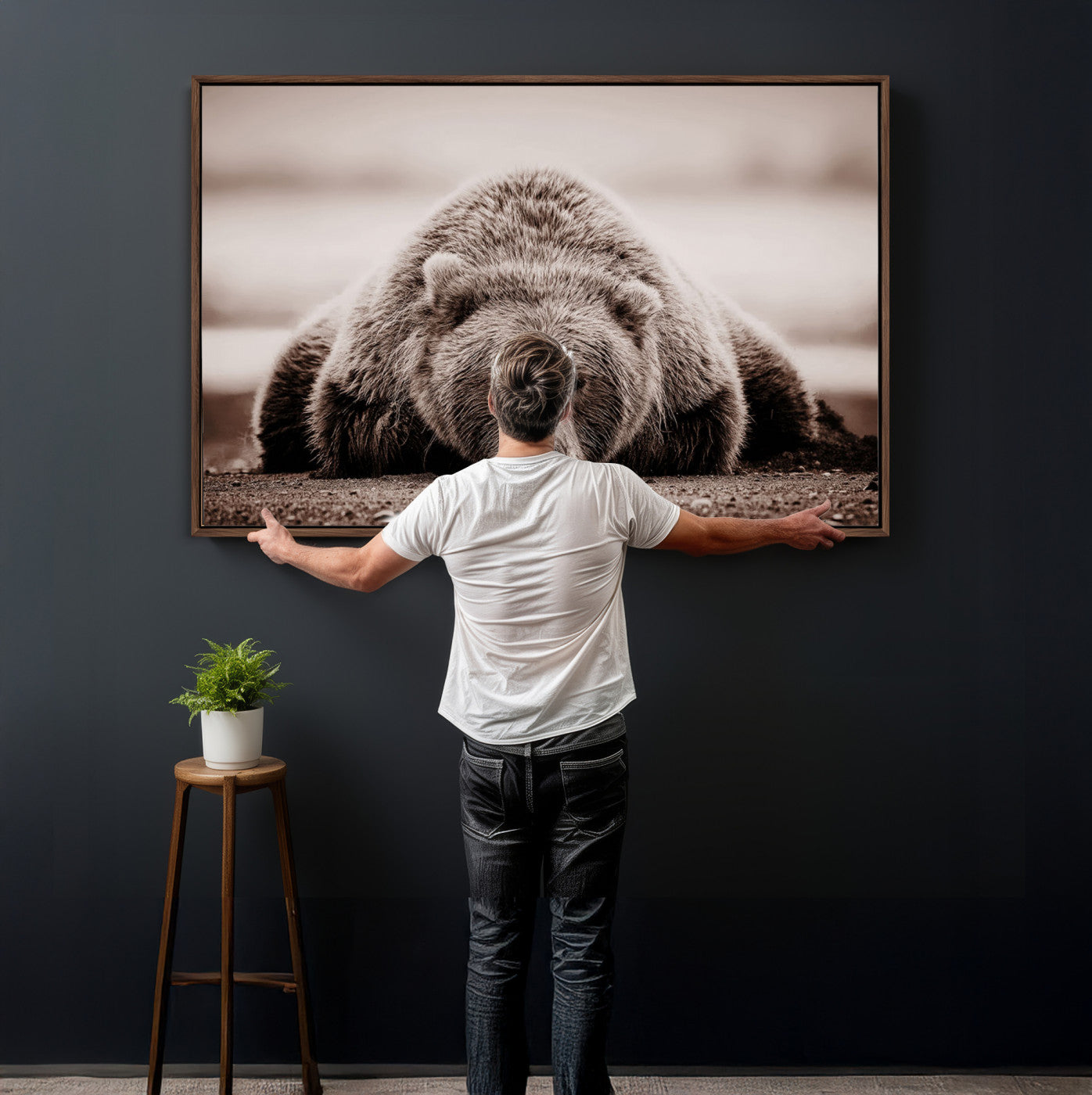 Grizzly Bear Wall Art Print - Bear Canvas Wall Art - Rustic