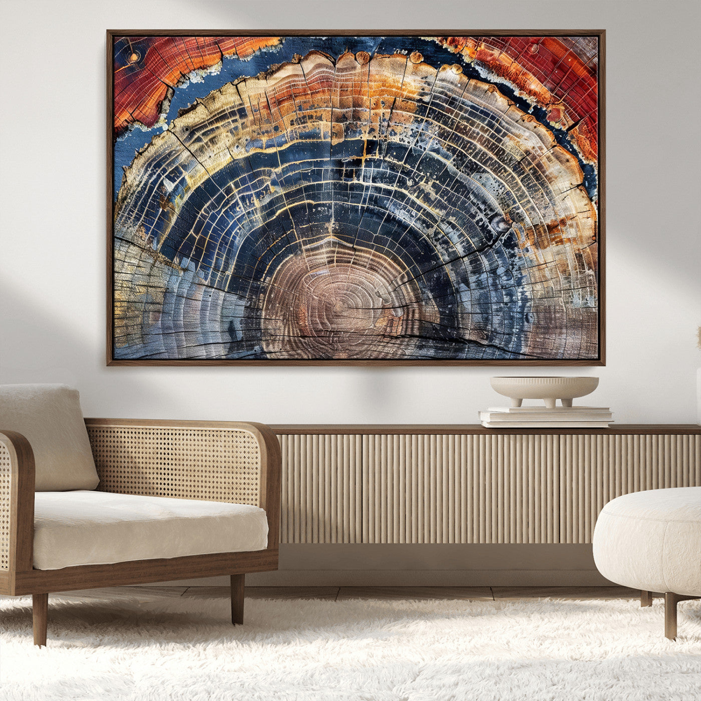 Tree Rings Wall Art Canvas Print – Framed Petrified Wood
