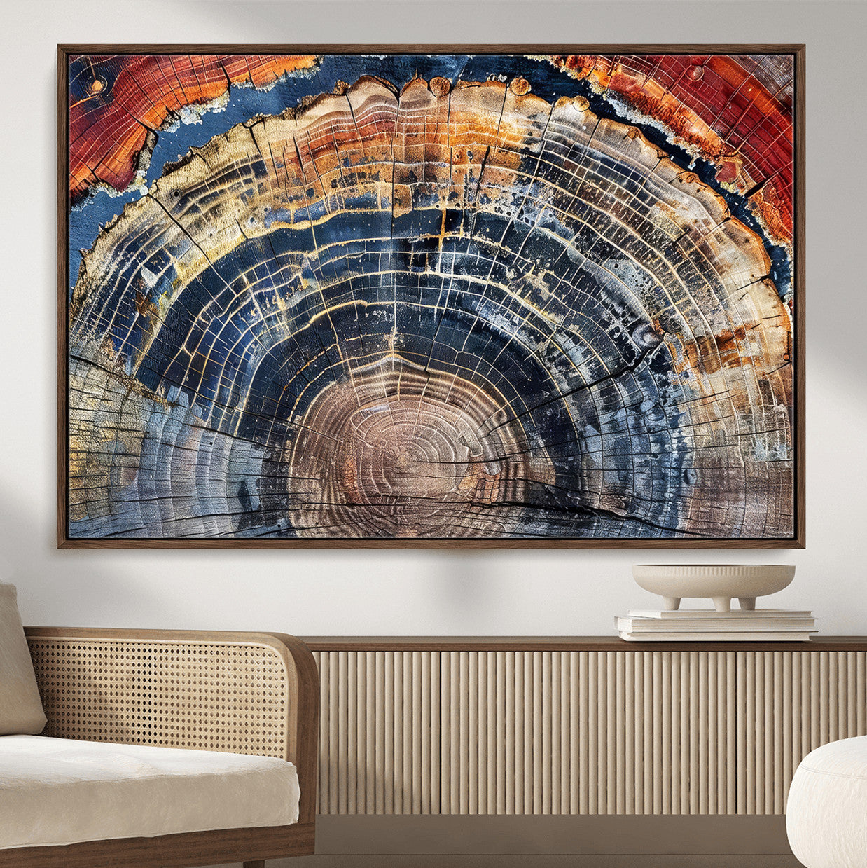 Tree Rings Wall Art Canvas Print – Framed Wood Art Picture