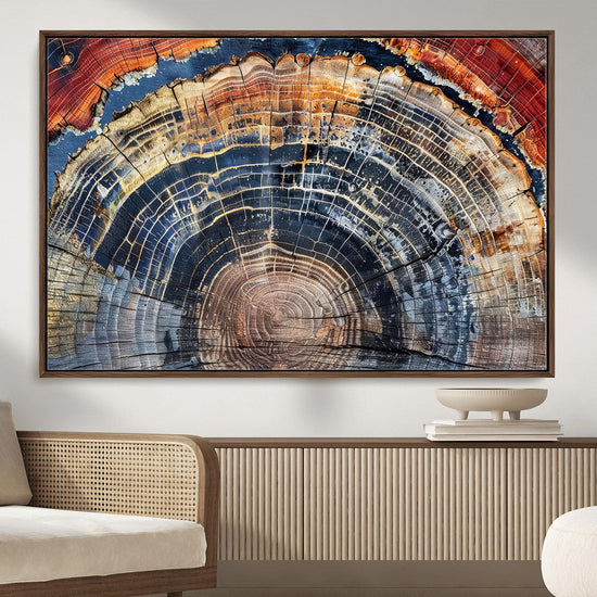 Tree Rings Wall Art Canvas Print – Framed Wood Art Picture