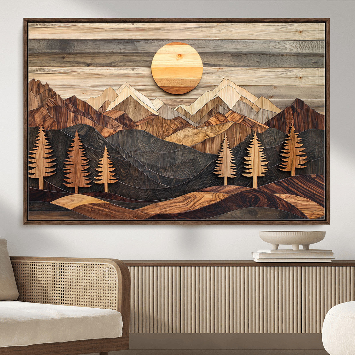 Wood Mountain Wall Art Canvas Print – Layered Forest and