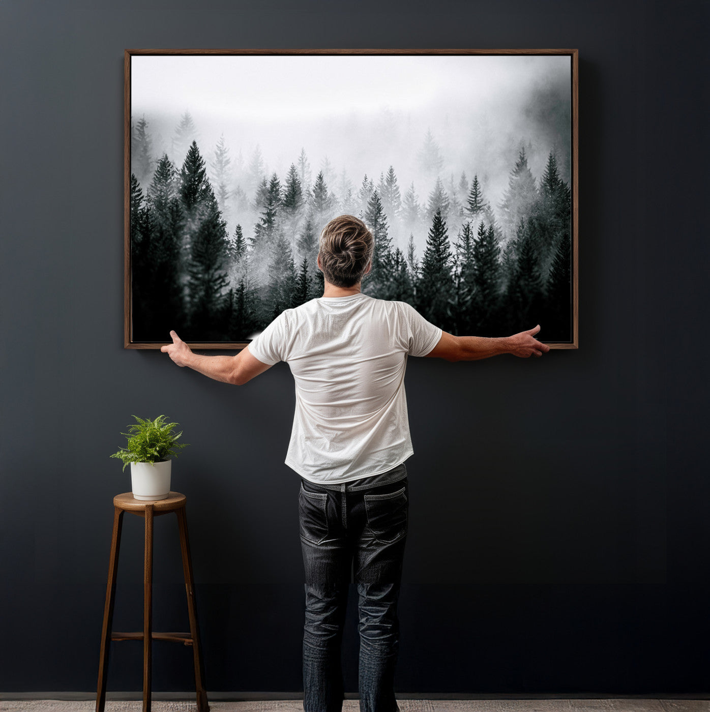 Foggy Forest Wall Art Canvas Print – Mountain Woodland