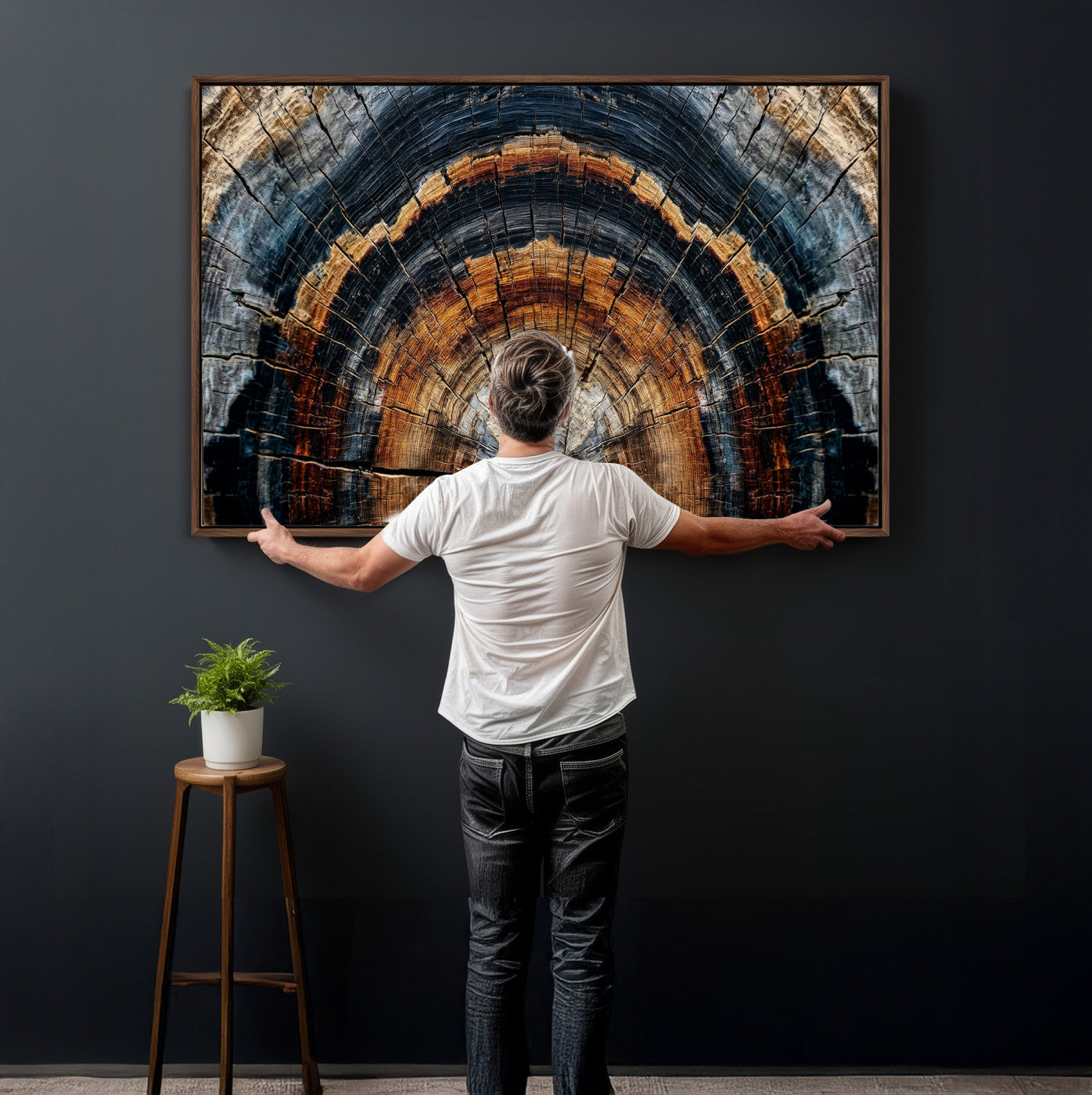 Abstract Wood Grain Canvas Print, Tree Ring Pattern Wall