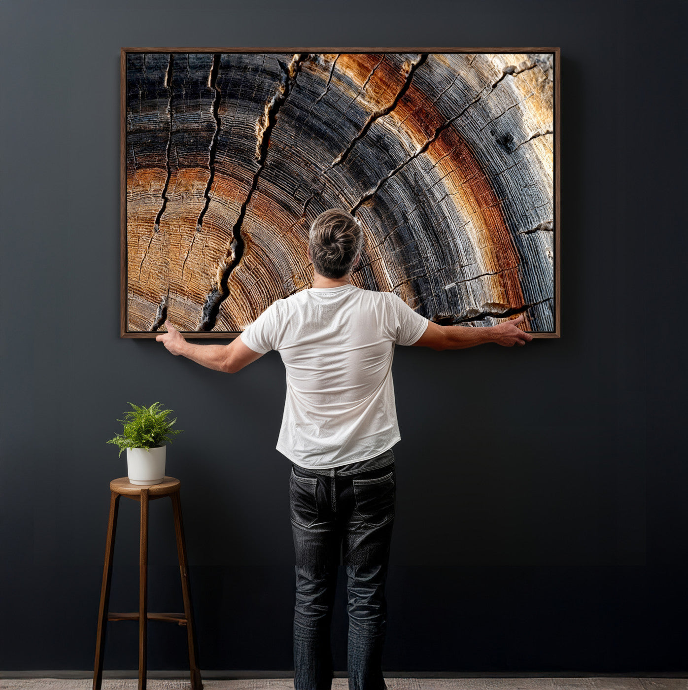 Abstract Tree Ring Wall Art Print – Natural Rustic Wood