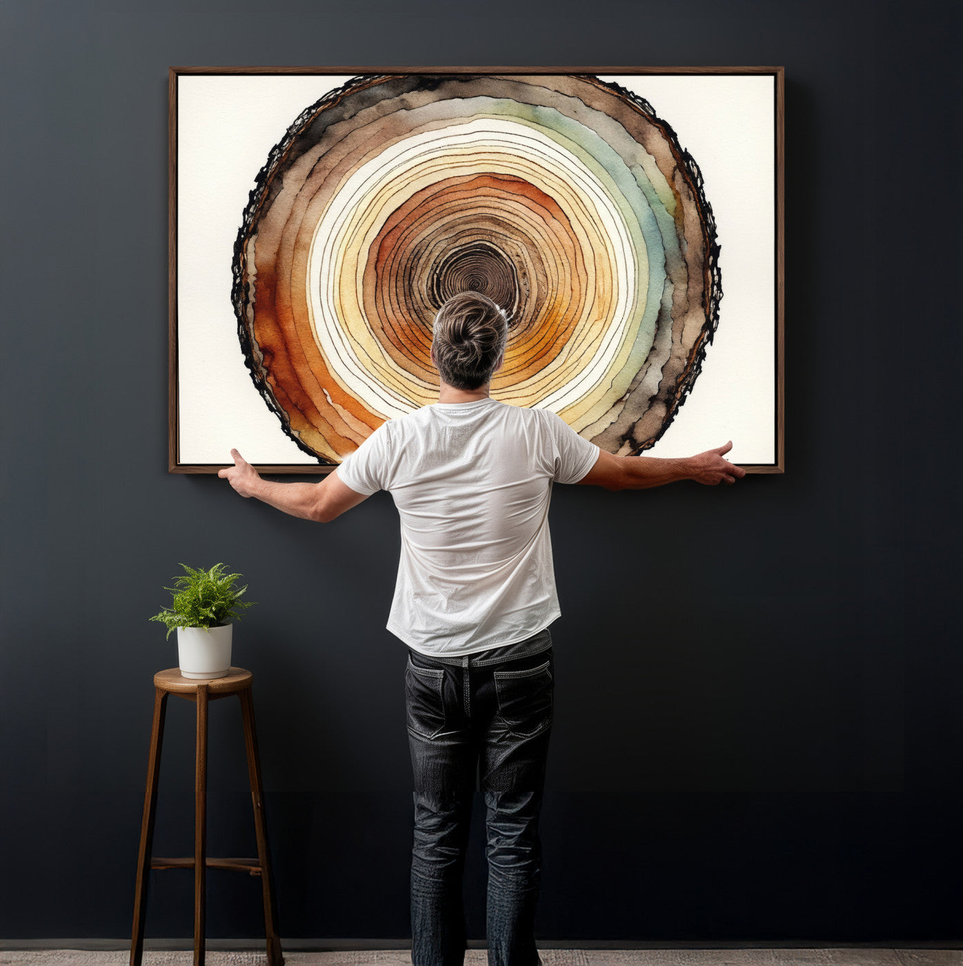 Natural Wood Slice Wall Art Canvas Print, Tree Ring Wall