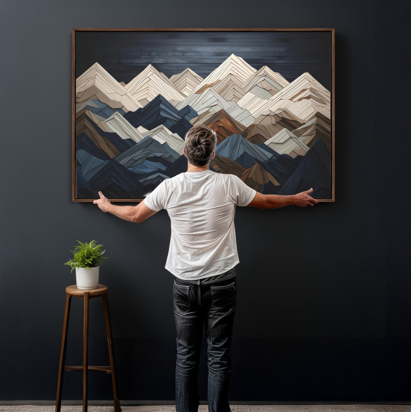 Wood Mountain Wall Art | Mountain Canvas Print Wood Decor |