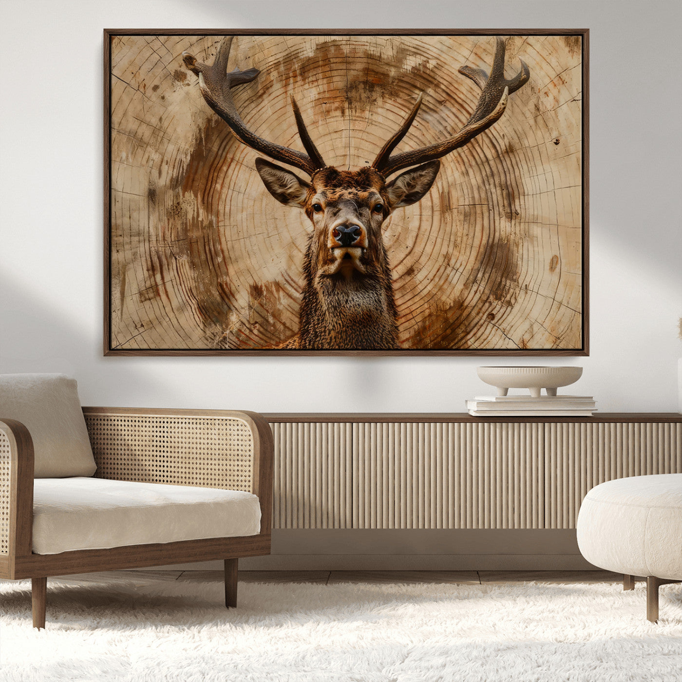 Wood Abstract Deer Wall Art | Rustic Wildlife Canvas Print |