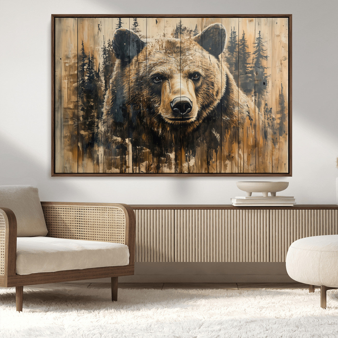 Majestic Grizzly 399 Bear Wall Art | 3-Panel Rustic Canvas