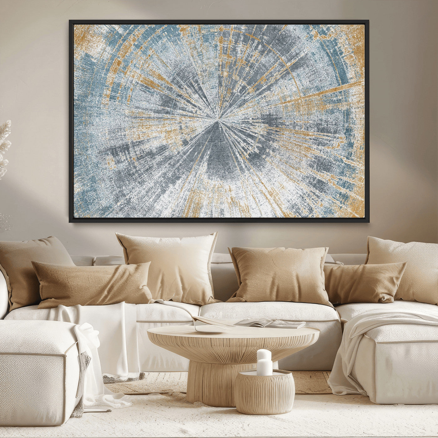 Radiant Abstract Wood Rings Canvas Art – Modern Triptych