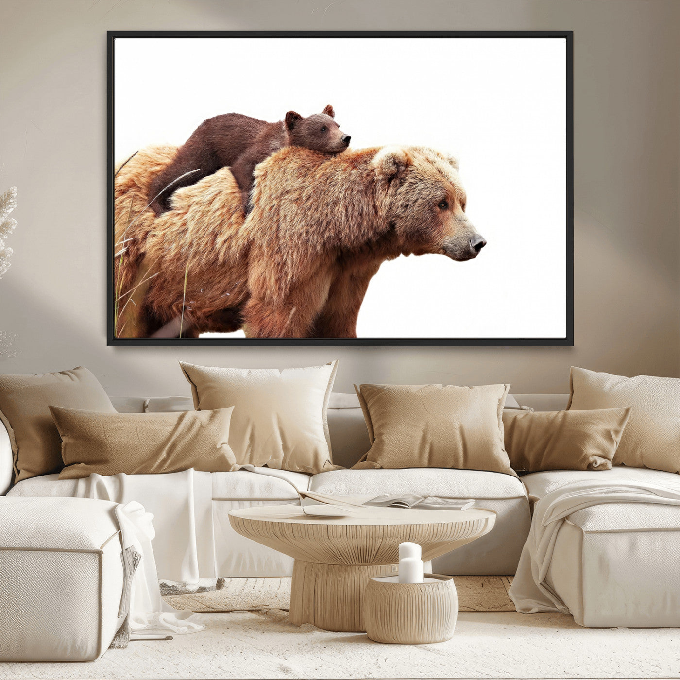 Mother and Baby Bear Canvas Wall Art - Adorable Wildlife