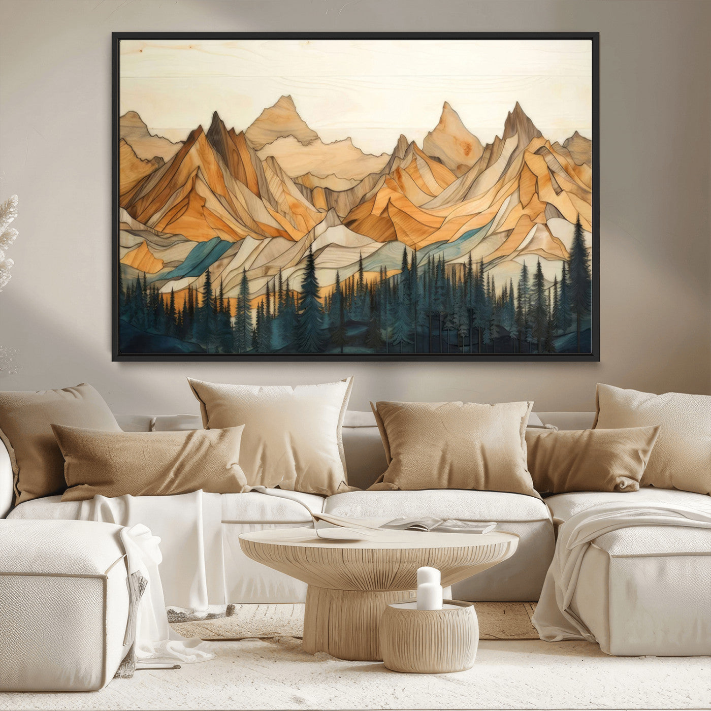 Rustic Wood Mountain Wall Art Print | Triptych Giclee Print
