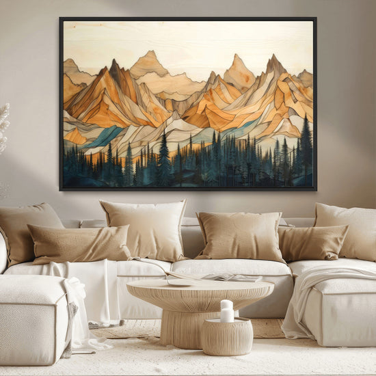 Rustic Wood Mountain Wall Art Print | Triptych Giclee Print