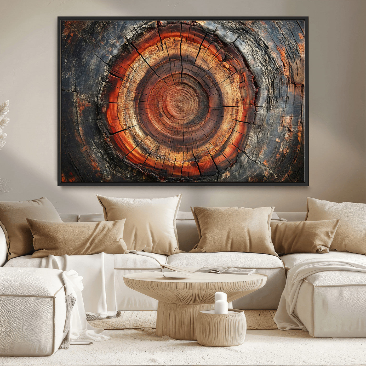 Wood Grain Canvas Wall Art - Framed Abstract Tree Ring