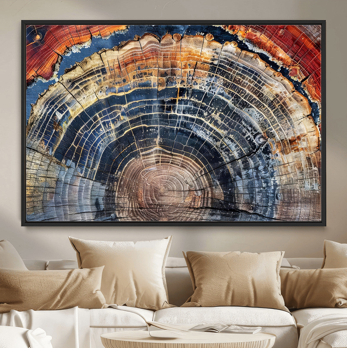 Tree Rings Wall Art Canvas Print – Framed Wood Art Picture