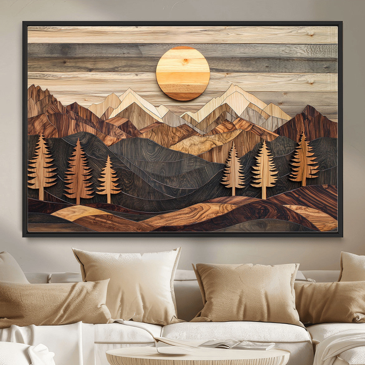 Wood Mountain Wall Art Canvas Print – Layered Forest and