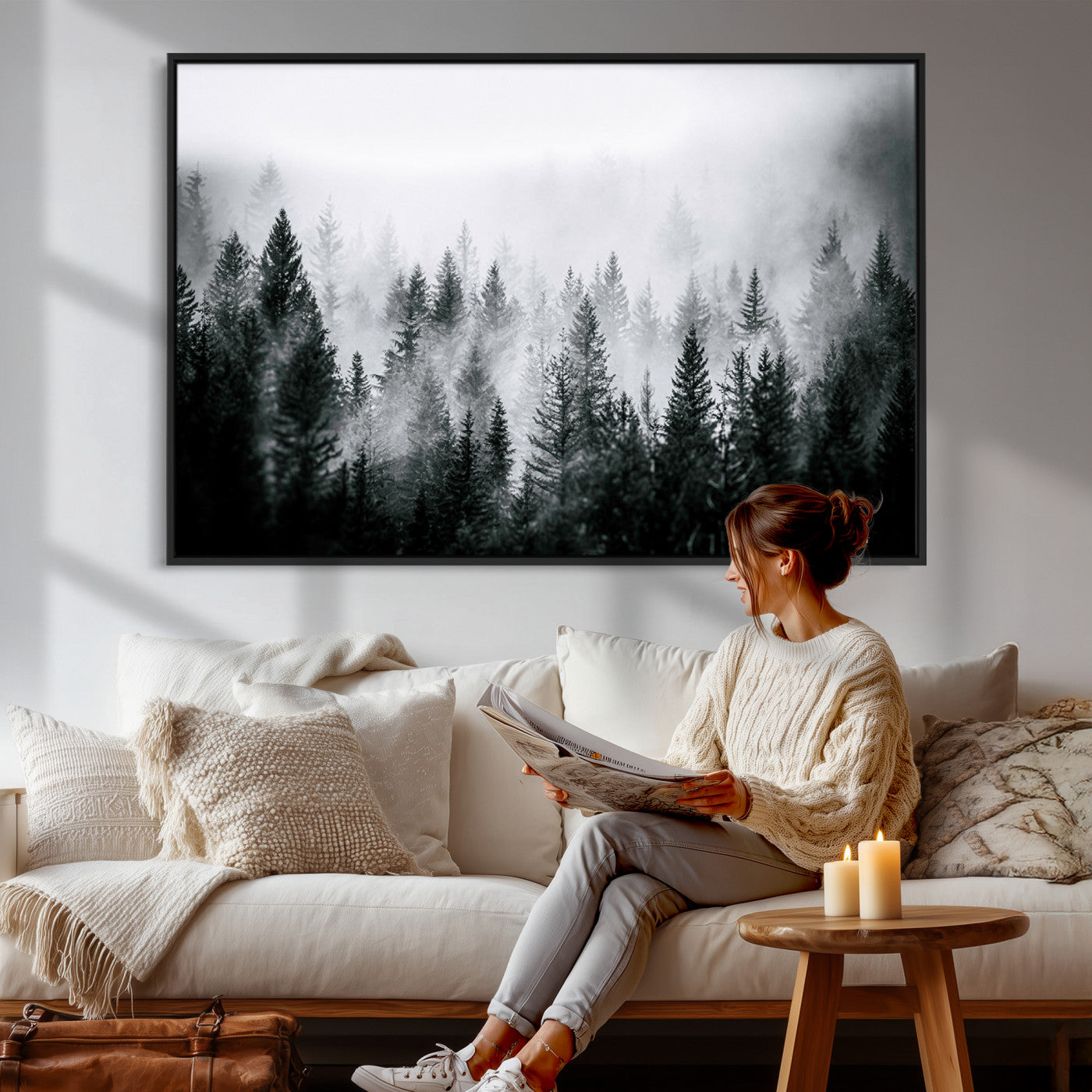 Foggy Forest Wall Art Canvas Print – Mountain Woodland
