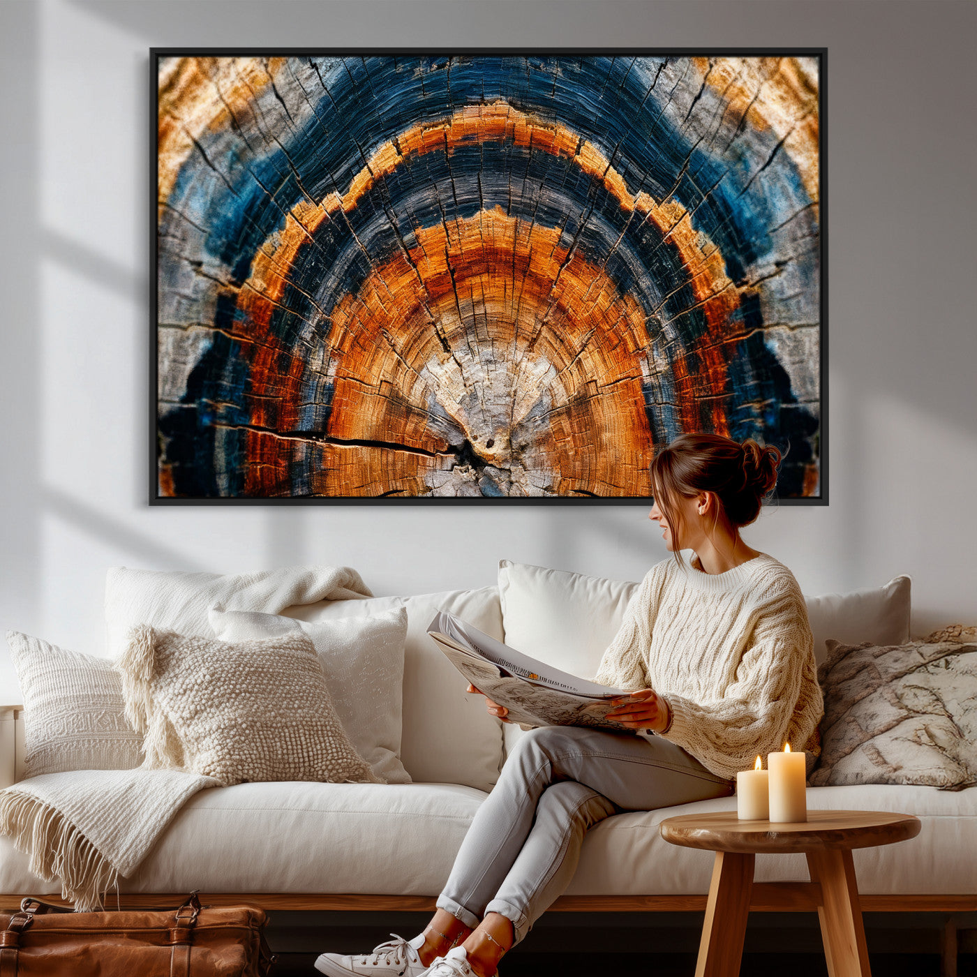 Abstract Wood Grain Canvas Print, Tree Ring Pattern Wall