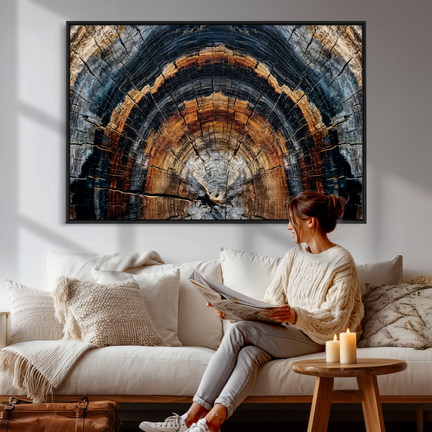 Abstract Wood Grain Canvas Print, Tree Ring Pattern Wall