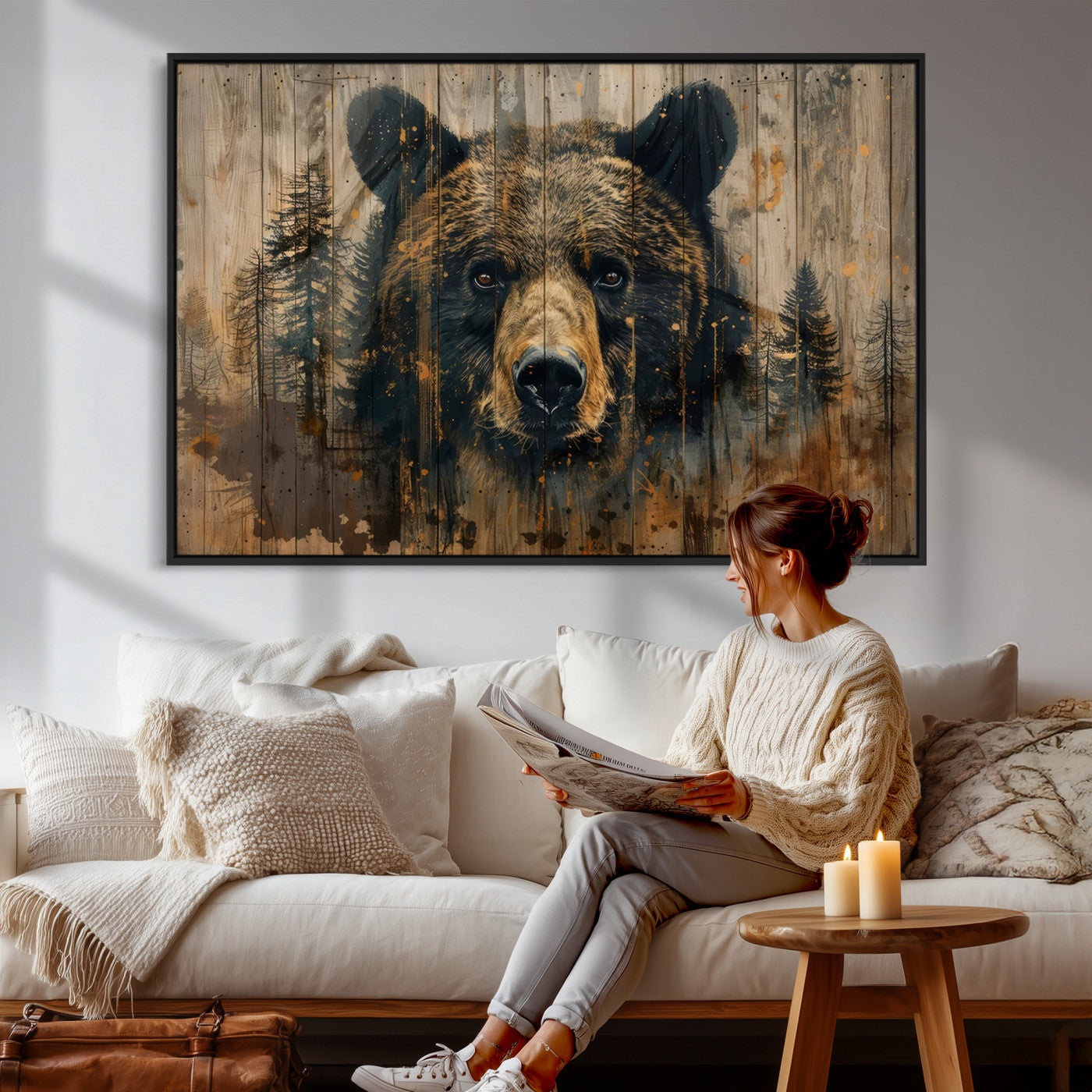 Abstract 399 Bear Wall Art | Rustic Cabin Wall Decor with