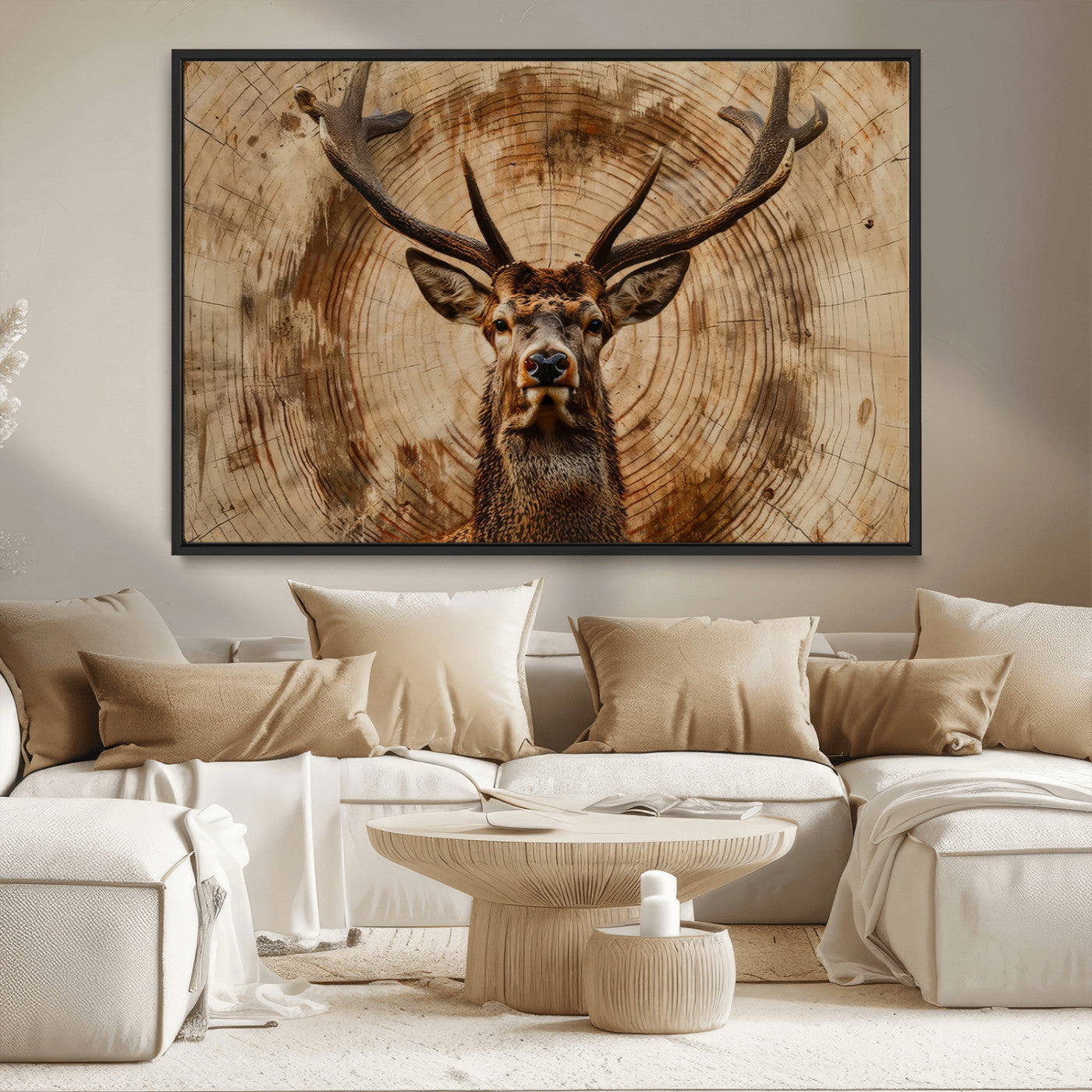 Wood Abstract Deer Wall Art | Rustic Wildlife Canvas Print |