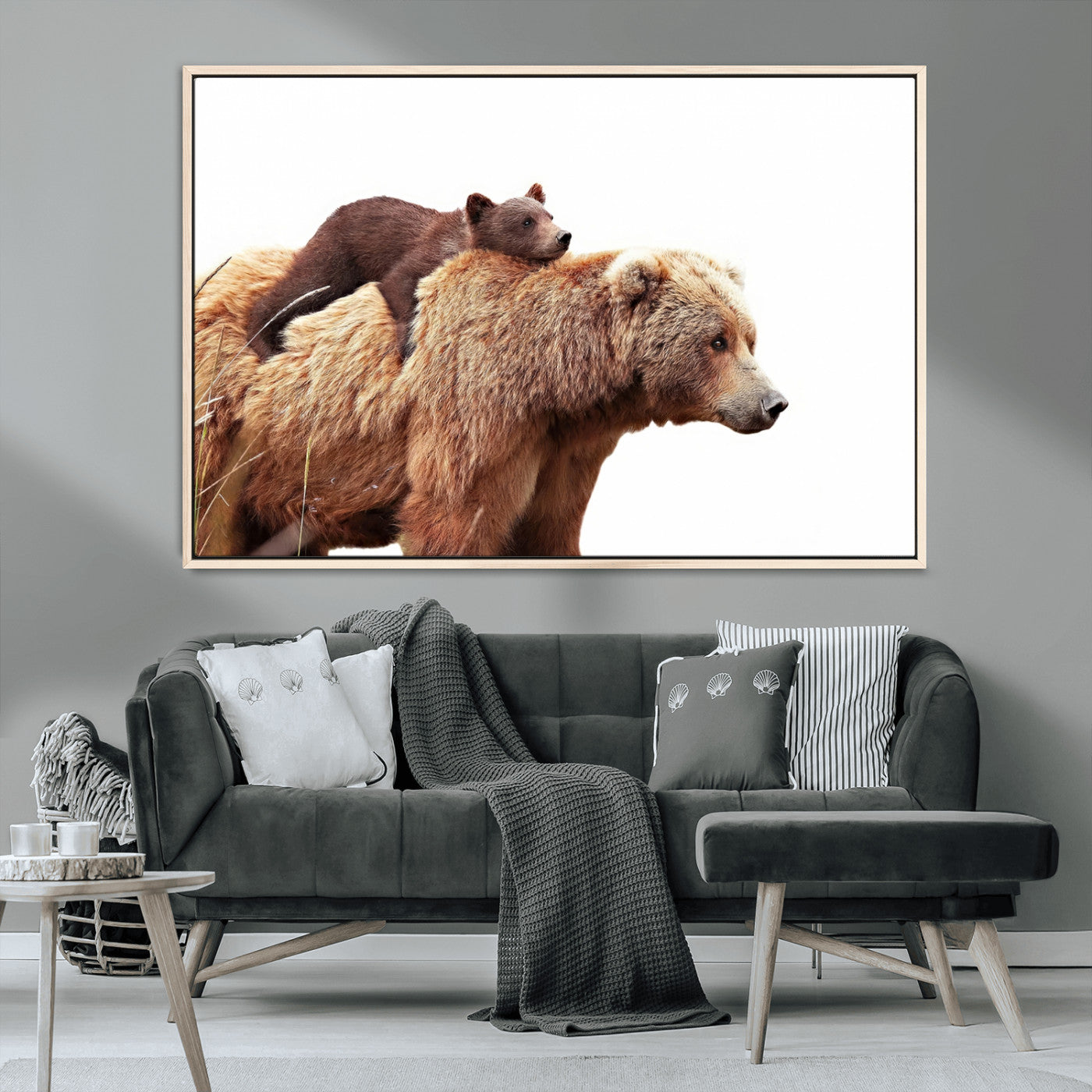 Mother and Baby Bear Canvas Wall Art - Adorable Wildlife