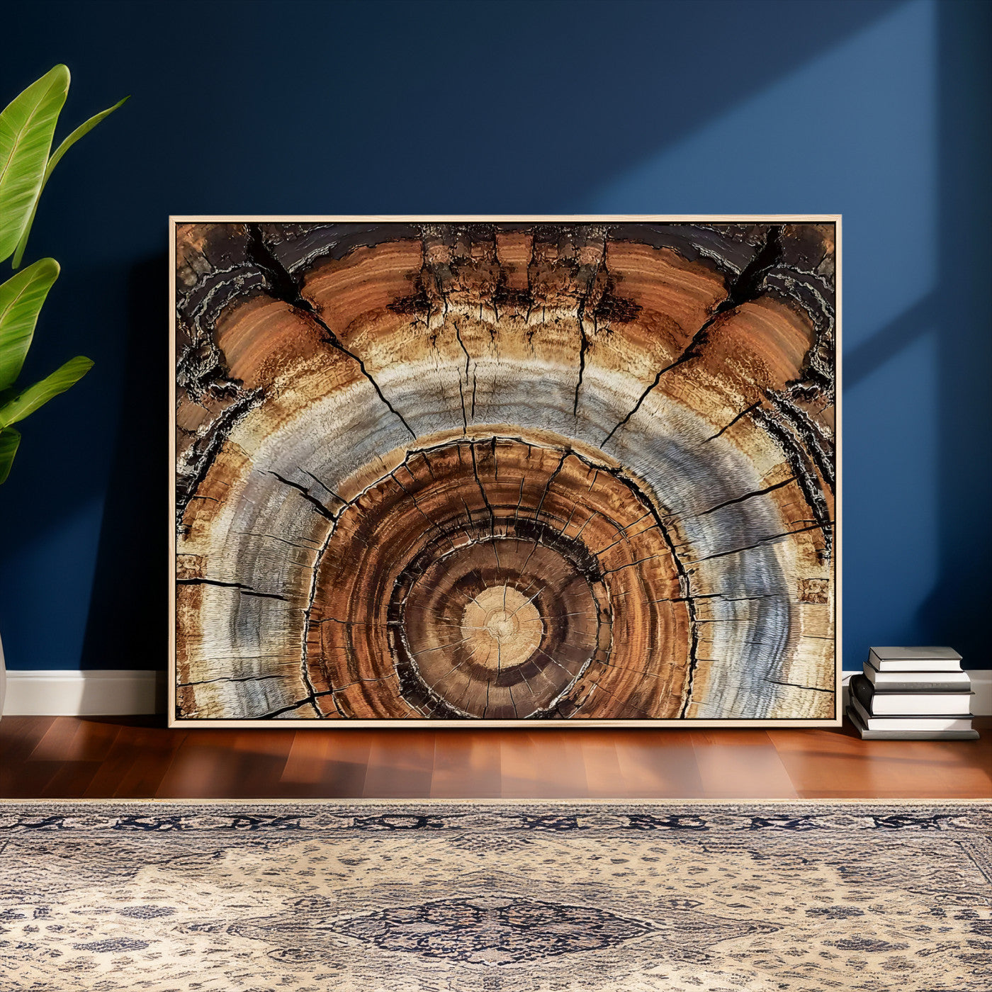 Tree Rings Wall Art Canvas Print – Rustic Wood Texture