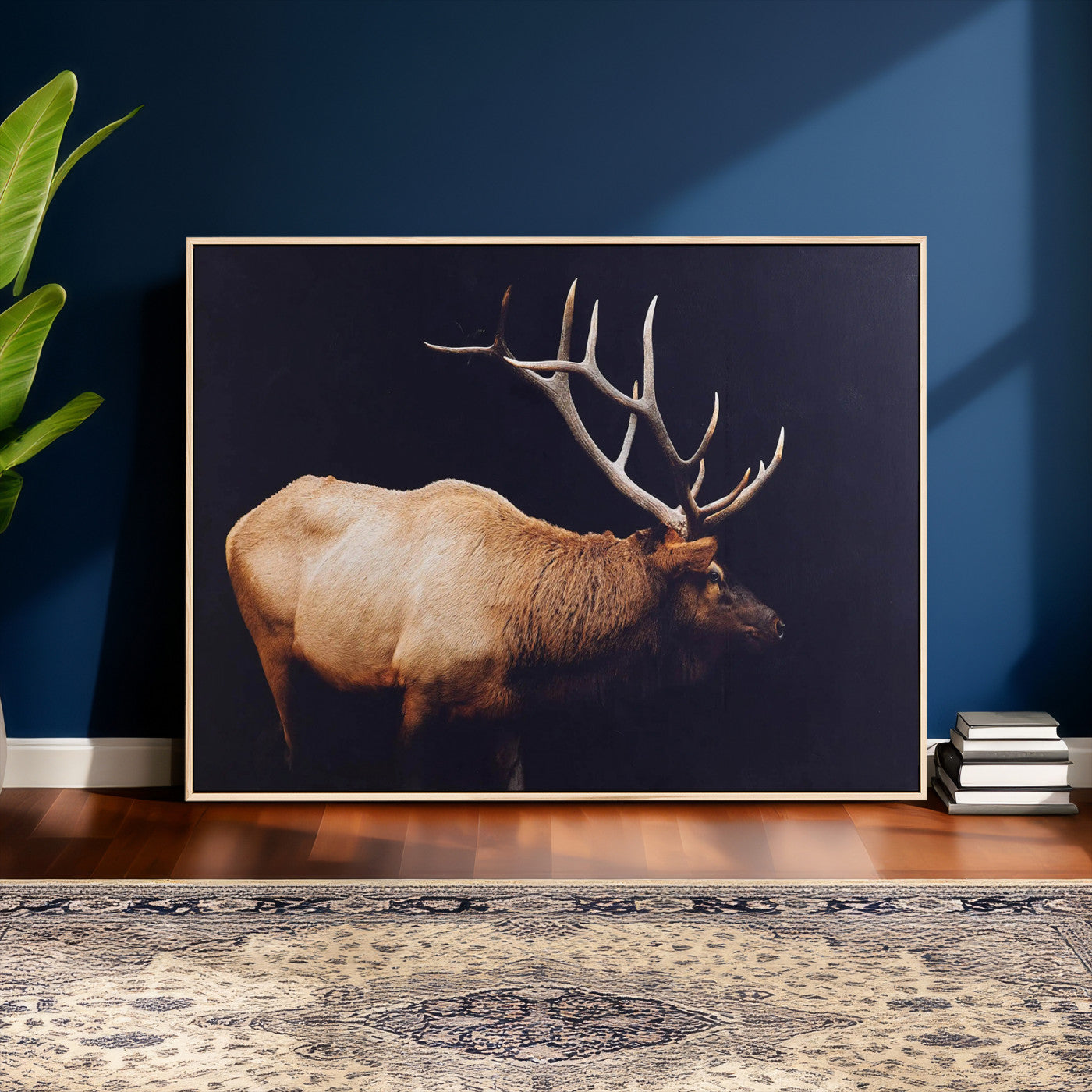 Rustic Elk Wall Art Canvas Print – Framed Moody Wildlife Art